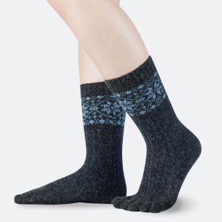 BÄR Snowflakes Zehensocken - Dunkelgrau / Blau
