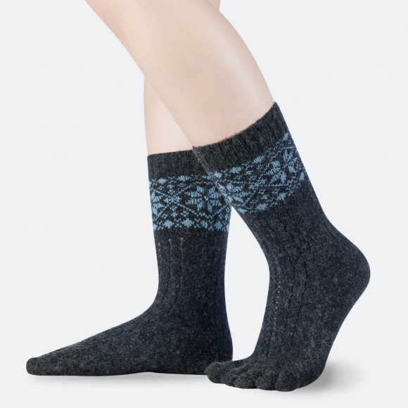 BÄR Snowflakes Zehensocken - Dunkelgrau / Blau
