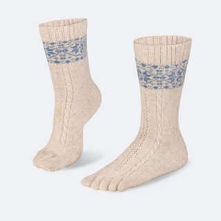 BÄR Snowflakes Zehensocken - Beige / Blau