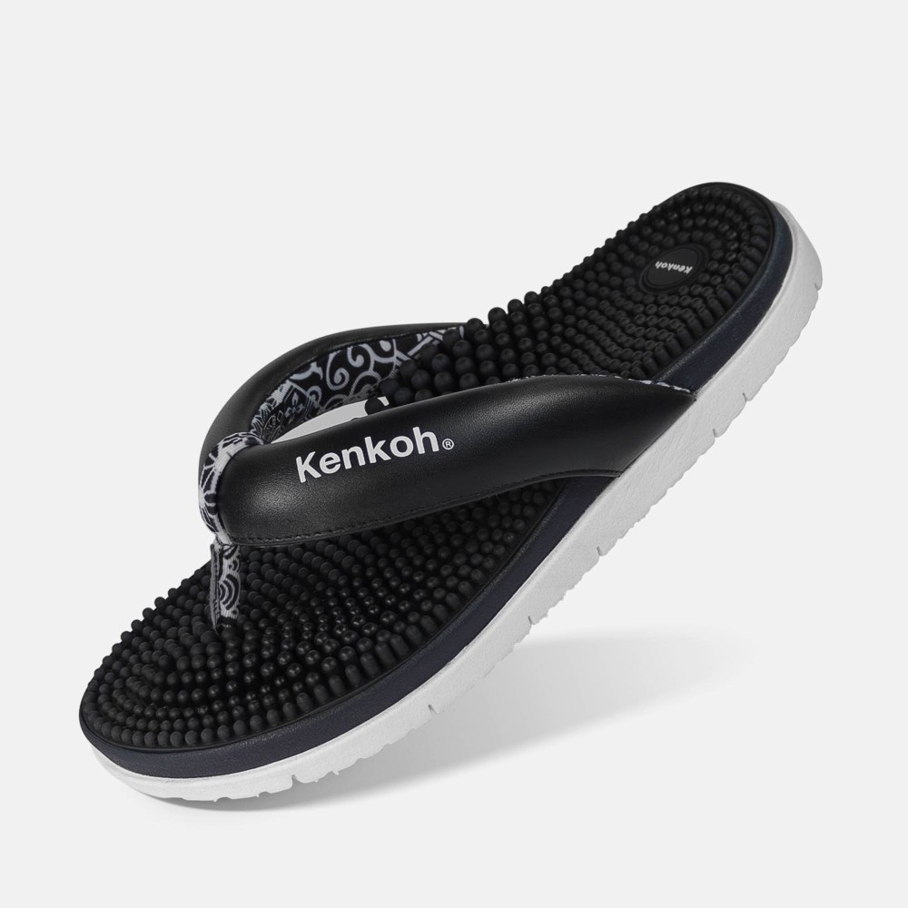 BÄR Fuwa Flip Flop Kenkoh Massage-Sandale - Schwarz
